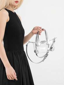 Nuevo bolso de mano de mujer de material de PVC tipo gelatina, bolso tipo dumpling de gelatina, bolso de moda tipo tote, con correa de hombro ajustable y transparente, adecuado para salidas diarias, reuniones con amigos, sesiones de fotos, gran recomendación de regalo