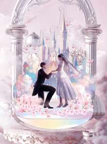 Three-Layer 2D Flat Popular Game Character Acrylic Desktop Decoration Ornaments, Romantic Wedding Scene Ornaments, Game Acrylic Ornament Models, Collectible Game Peripherals, Desktop Decoration