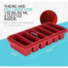 1/2 Cup Silicone Freezer Tray With Lid  Silicone Freezer Molds 2Pack For Meal Prep  Freezing Of Various Saus And Other Dishes, Makes 12 Perfect 1/2 Cup Portions Cubes, Oven And Dishwasher Safe