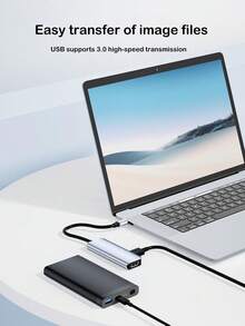 四合一 Type-C 转 HDTV 4K、USB3.0/2.0 PD 100W 扩展坞、多功能扩展集线器 - 灰色 - 查看 7