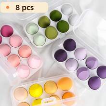 8件/4件装美妆蛋套装，超柔软、弹力十足，干湿两用，多色可选，专业化妆工具，适合所有肤质，可用于化妆、家居装饰、梳妆台、旅行、卧室等场合，是化妆的理想之选。产品标签：粉扑、美妆蛋、散粉扑、化妆海绵、圣诞礼物、化妆工具、平价好物、礼品、女士礼品、圣诞礼物、赠品、旅行必备。 - 彩色 - 查看 2