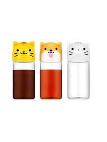 3/1 Stück Bento Sojasauce Box Behälter Bento Box Zubehör, Mini Gewürz Plastikflasche mit Tropfer, süße Tier Lunch Saucen Box Behälter, geeignet für Wandern und Reise Lunch Salat Tomaten Sauce Sirup Öl, nachfüllbar und wiederverwendbar, Reise Zubehör