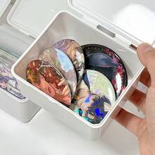 白色翻盖收纳盒 - 桌面防尘卡片和文具收纳盒 | 保持桌面整洁，方便取用，坚固的纸板材质 - 必备的办公室/家居收纳盒