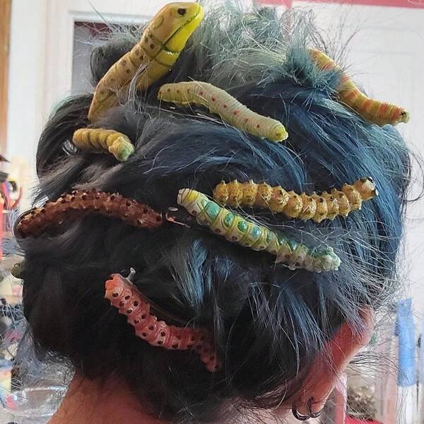Mollette per capelli a forma di bruco per Ognissanti, accessori decorativi horror punk, set di bruchi