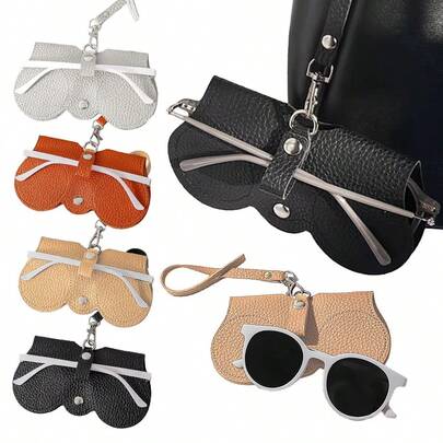 1pc Portable PU Sunglasses Case, Eyeglasses Pouch, Sunglass Protective Sleeve, Cute Eyeglass Clip, Minimalist Eyewear Bag, Handbag Eyewear Case, Suitable For Travel, Outdoor, Camping, Beach, Eyewear Storage, Gift
