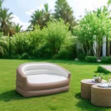 Inflatable Couch Outdoor Air Sofa,Blow Up Couches For Camping, Double Size,Foot Pump Included(Black) - 棕色 - 查看 2