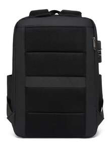 防盗防水黑色商务 USB 充电硬壳笔记本电脑背包，适合 16 英寸笔记本电脑，男士适用