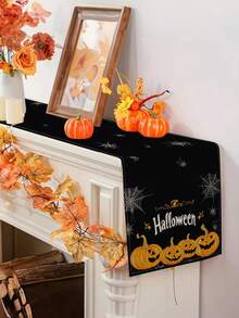 1 pièce/10 pièces Chemin de table motif citrouille d'Halloween et toile d'araignée, chemin de table d'Halloween, chemin de table de la récolte d'automne, décoration de maison saisonnière, style ferme, matériau similaire au lin, 33*91CM/33*183CM/33*274CM, 3 options de taille, décoration de fête d'intérieur et d'extérieur, décoration thème citrouille, décoration de chambre. Convient pour la décoration de cuisine à la maison et la décoration de fête.