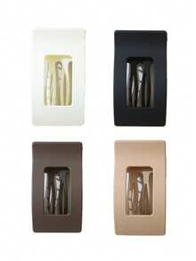 4pcs Women/Girls Flat Hair Clips, Matte Alligator Clips, Strong Hold Hair Clips, Non-Slip Handles, Fashion Classic Hair Accessories - Suitable For Thick & Fine Hair, Daily Hairstyles, Claw Clips, Hair Claws, Hair Slide, Hair Barrettes - Multicolor - View 16