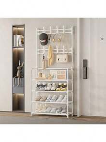 Shoe Racks, Simple Floor-To-Ceiling, Multi-Functional Hangers, Metal Modern Minimalist Shelves, Household Coat Racks - Multicolor - View 14