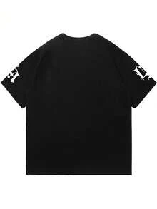 Men's Casual Versatile Simple Graphic Print Short Sleeve T-Shirt - Black - View 6