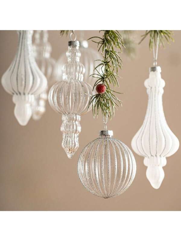 1pc Christmas Decoration Nordic Ins Style Glass Christmas Ball Christmas Tree Pendant Scene Decoration Atmosphere Photography Props