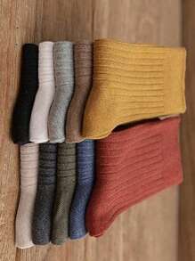 10 双男士罗纹中筒袜，情侣时尚百搭运动袜，休闲居家街头风格日常穿着袜，秋季袜子