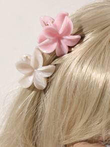 4 件波西米亚风格柔和大理石纹理花朵发夹，简约甜美发饰，适合度假花朵爪夹秋季配饰秋冬 - 彩色 - 查看 6