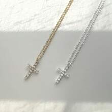 Cross Necklace For Women, Dainty 18K Gold Plated/Sterling Silver Small Cross Pendant Necklace Simple Gold Cross Necklaces For Women  Faith Jewelry Gift2025 - CZ Cross-Gold - Xem 4