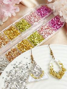 1 Hộp Bột Thủy Tinh Vụn Bất Đối Xấu Nhiều Màu Sắc, Vật Liệu Tự Làm Trang Sức & Trang Trí Thủ Công, Kim Tuyến Tự Làm, Cần Thiết Cho Việc Chế Tạo Trang Sức - Nhiều màu - Xem 4