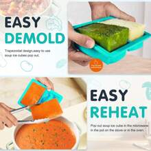 1-Cup Silicone Freezer Molds With Lid, 4 Packs Soup Freezer Ice Cube Tray For Food, Silicone Food Freezing Container For Storing And Freezing Soup, Broth, Sauce And Ice.,9822727 - 藍色 - 查看 8