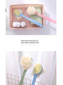 1PC 软毛按摩背部刷 沐浴刷 家用背部擦洗刷 主动送浴花软毛擦洗刷 可悬挂沐浴刷 长柄擦背神器 长柄沐浴刷 洗澡用背部刷 去角质 男女适用 粉色/蓝色长柄沐浴刷 背部去角质淋浴清洁多用途擦洗刷 背部去角质淋浴多用途擦洗刷套装 沐浴海绵