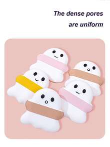 3/5/6pcs Cute White Expression Cartoon Pattern Makeup Sponge, Dry & Wet Dual-Use, Non-Absorbing Foundation Powder Puff Beauty Makeup Tools - White - View 7