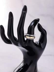 1pc Fashion Infinity Zirconia Crossover Design Ring, Gift For Mom, Women, Wedding, Anniversary, Party - Two-color - View 4