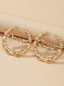 Bamboo Joint Design Hoop Earrings - Yellow Gold - View 2