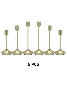 12件/6件/3件金色/黑色/镀金烛台套装，适用于柱状蜡烛和锥形蜡烛，适合圣诞节、万圣节、复活节、感恩节、家居、婚礼、派对、周年纪念日装饰 - 彩色 - 查看 18