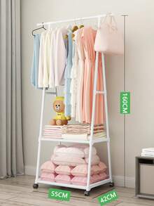 Heavy Duty Metal Double Rail Clothes Garment Hanging Rack Shelf Display Stand UK - White - View 12