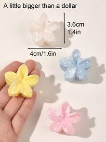 4 件波西米亚风格柔和大理石纹理花朵发夹，简约甜美发饰，适合度假花朵爪夹秋季配饰秋冬 - 彩色 - 查看 3