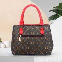 Women Top Handle Bags - Z字咖啡色 - 查看 4