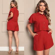 Linen Button Pocket Diary Set Summer Travel - 紅瓦 - 查看 5