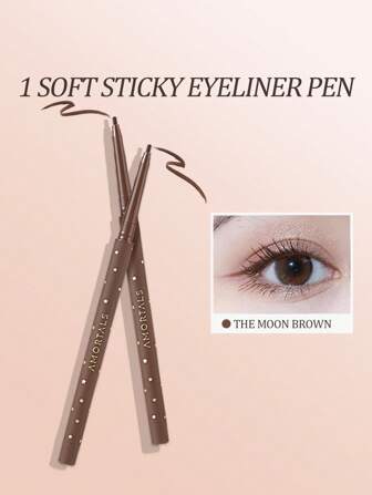 Amortals Waterproof & Sweat-Resistant Eyeliner Gel Pencil, 1.5mm Extra Fine Lasting, Daily Use Star Brown Color Eyeliner, Convenient For Makeup, Suitable For Beginners, Dates, Travel, Everyday, Parties, Stage, Festivals, Commuting