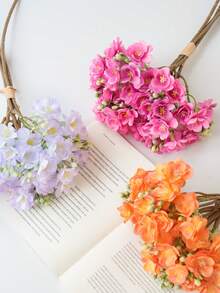 4pcs/Lot Jasmine Artificial Silk Jasmine Flower Bouquet, Home Decor & Photography Props Fake Flowers