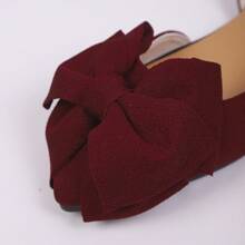 Women's Fashion Cute Burgundy Bow Decor Adjustable Flat Pointed Toe Sandals