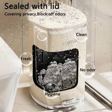 2pcs Set New Plastic Trash Can With Inner Liner - Lightweight, Luxury, Large Capacity Storage Box For Kitchen, Living Room, Bedroom, Bathroom, Office - Step Open Lid, Step Trash Can | Modern Garbage Bin | Smooth, Elegant, Bathroom Accessories, Room Decor