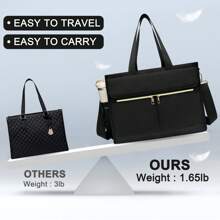 Bolsa de almuerzo para mujeres con compartimento para portátil de 15.6", bolsa de tela aislada, bolsa de trabajo impermeable con bolsillos laterales de 40 oz, bolsa de regreso a la escuela, bolsa de accesorios escolares, bolsa refrigeradora, accesorios de picnic