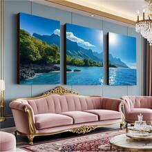 Quadro Decorativo Três Atos da Harmonia Costeira MDF Mosaico Sala Quarto Escritório Impressão Em Hd - Multicolorido - Visão 3