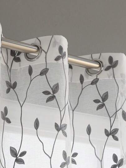 1 件绣花薄纱窗帘、柔化轻薄纱窗帘、穿孔薄纱窗帘、索环薄纱窗帘、半透明过滤薄纱窗帘，适合家庭或办公室使用，纯色农舍风格窗帘，适用于客厅、卧室、阳台、家居装饰