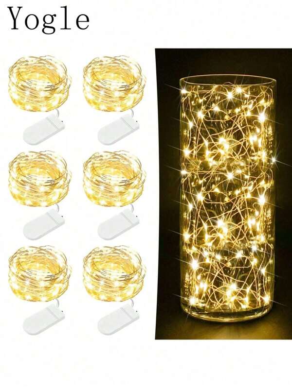 Yogle Yogle exklusive Feenlichter batteriebetrieben, Mini-Lichterkette, 20 LED 7 Fuß blinkende Glühwürmchen-Sternenlicht, geeignet für DIY Handwerk Einmachglas Schlafzimmer Hochzeit Party Tisch Weihnachtsdekoration (Farbe) Feenlichter batteriebetrieben mit 2X CR2032 (enthalten), geeignet für Hochzeit oder Weihnachtsparty Tischdekoration