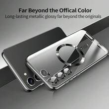 Magnetic Transparent Phone Case Compatible With Galaxy A06 A16 A26 A36 A56 S25 Ultra S24 Ultra S25 FE, Built-In Camera Lens Protector, Luxury Electroplated Soft TPU Clear Shockproof Ultra-Thin Protective Cover, Also Compatible With IPhone 17 16 15 14 13 12 11 Series, 17 Pro Max, Christmas Gift - Black - View 4