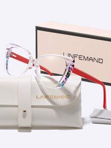 LINFEMAND Unique Cat Eye Multi-Color Block Decor Fashion Non-Prescription Glasses, High-End Clip-On Design For Party, Festival Gift For Women - Clear - View 14