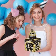 13th Birthday Money Gift Box, Happy Birthday Theme Party Favor - Black - View 6