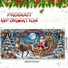 1 pieza Bandera de puerta 2D, Bandera navideña - Escena de Santa Claus y trineo de renos con adornos coloridos, de poliéster duradero, ideal para decoración del hogar, exterior, jardín y comercial, decoración navideña exterior - 1 pieza - Ver 5