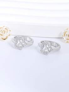 1 par de aretes de mujer hipoalergénicos con circonita cúbica, forma de infinito y corazón, aretes elegantes adecuados para uso diario, regalo de cumpleaños