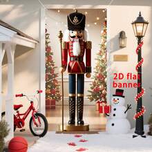 1 faixa de porta com tema natalino, capa de porta com tema natalino, bandeira de porta com estampa de quebra-nozes, 90 cm x 180 cm, material de poliéster durável, decoração de Natal, decoração de festa com tema natalino, decoração interna e externa, ideal para varanda, quintal, garagem e decoração de casa - Multicolorido - Ver 5