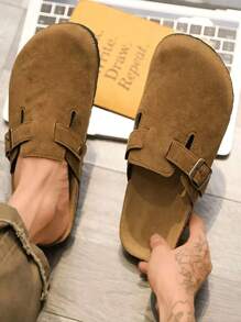 Men's Casual Slippers, Fashion Unisex Slip-On Slides, Non-Slip Durable Solid Color Indoor/Outdoor Men's Sandals, Soft Cork Footbed Comfortable For Outdoor, Office Wear, Spring/Summer Couple Style