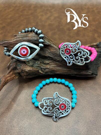 Pulsera bohemia de estilo retro con cuentas en forma de ojo/pez, adecuada para que las mujeres/niñas combinen con atuendos diarios, accesorios de fiesta, joyería, regalo para familiares/amigos/usted mismo