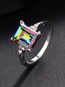 1 buc Inel de logodnă albastru deschis cu incrustații de zirconiu cubic, 1 buc., accesorii de bijuterii potrivite pentru bărbați și femei, cadou pentru familie/prieteni/iubit/iubită