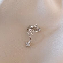 1pc Men's Silver Spiral Star Zirconia Single Ear Clip