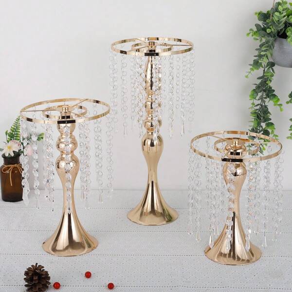 1pc Outdoor Wedding Table Center Decoration Fake Flower Vase Ornament Gold Flower Utensils