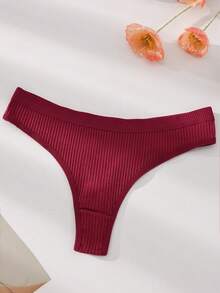 14-Pack Simple Ribbed Women's Underwear Cotton Soft And Comfortable Sexy Thong, Fashionable Solid Color Women's Underwear, XS-XL Size Optional, Spring And Summer Low Waist Seamless Women's Sexy Shorts, Bikini Underwear - 彩色 - 查看 6